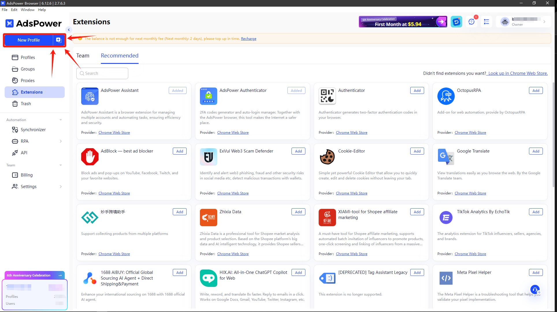 AdsPower BrowserStep 3: Create a new fingerprint browser environment