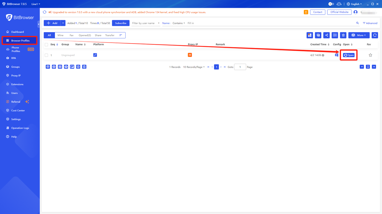 BitBrowser指紋瀏覽器步驟五:完成代理配寘並驗證/使用代理網路環境